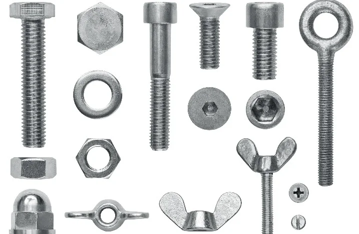 Verschiedene Schrauben und Muttern